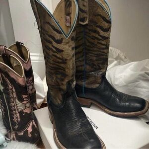 RARE Tiger Print anderson bean Cowboy Boots